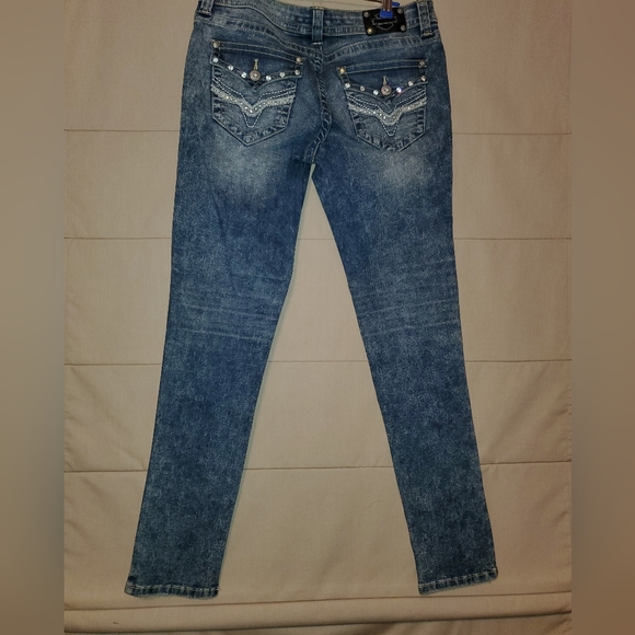 HARLEY DAVIDSON EMBELLISHED SIZE 12 WOMENS JEANS - Picture 3 of 9